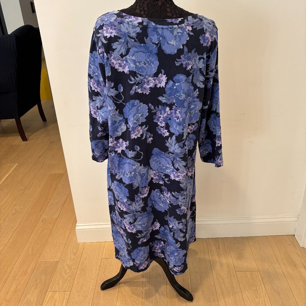 Isaac Mizrahi Live! long-sleeved, long cotton floral dress, 2 roomy pockets, 2XL - Picture 5 of 8